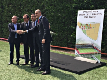 D'esquerra a dreta, Poveda, Rull, Bartomeu i Moix, aquest divendres.