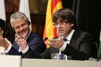 El president Puigdemont ha presidit l'acte de traspàs de la presidència catalana delsQuatre Motors per a Europa (4ME) a Alvèrnia-Roine-Alpes
