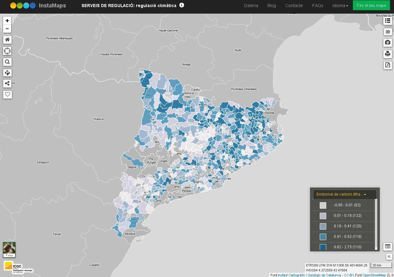 Un dels indicadors consultables, sobre regulació climàtica. Un dels indicadors consultables, sobre regulació climàtica.