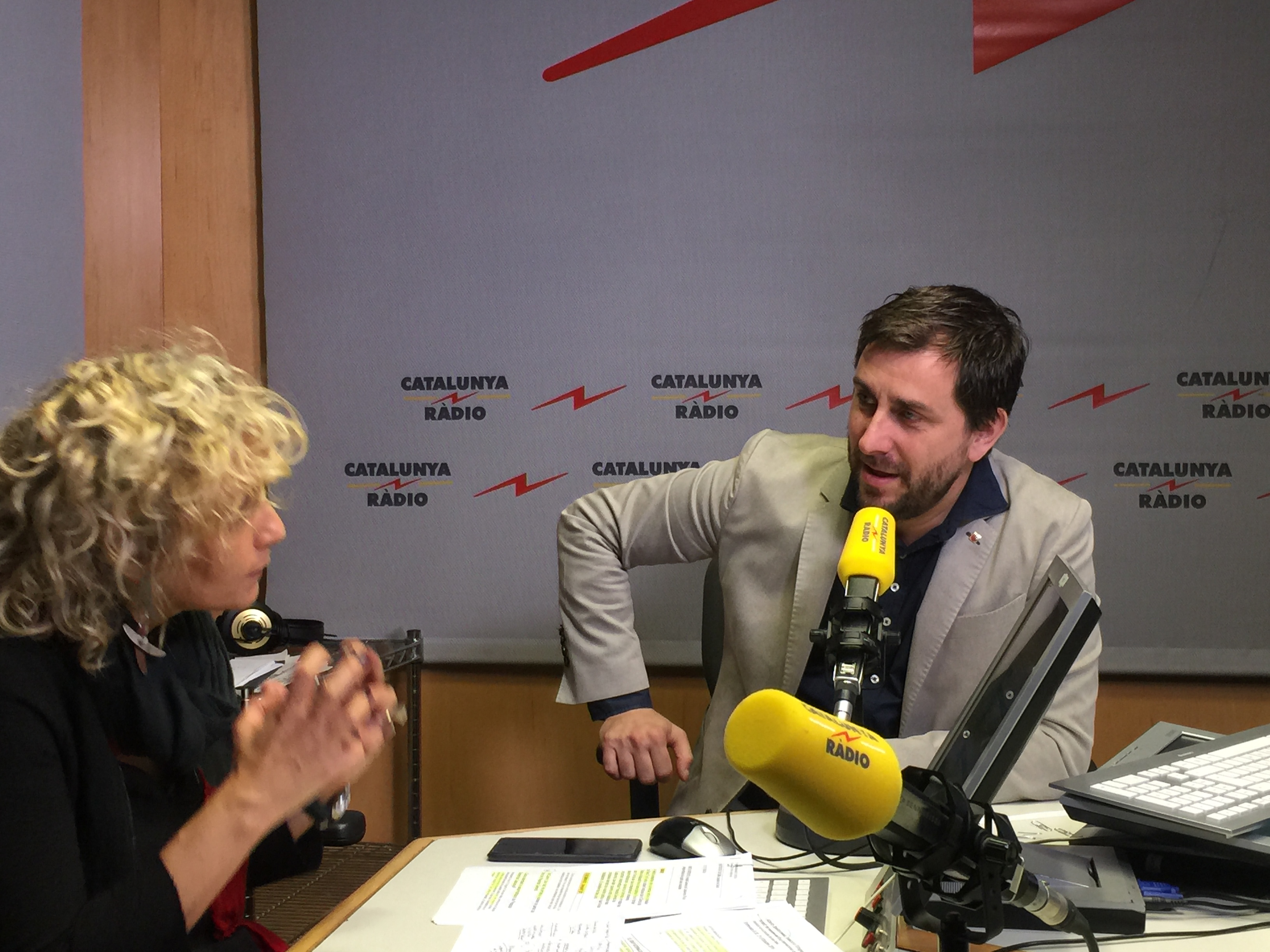 Antoni Comín, durant l'entrevista a Catalunya Ràdio
