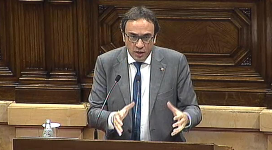 El conseller Rull, durant la intervenció al Parlament.