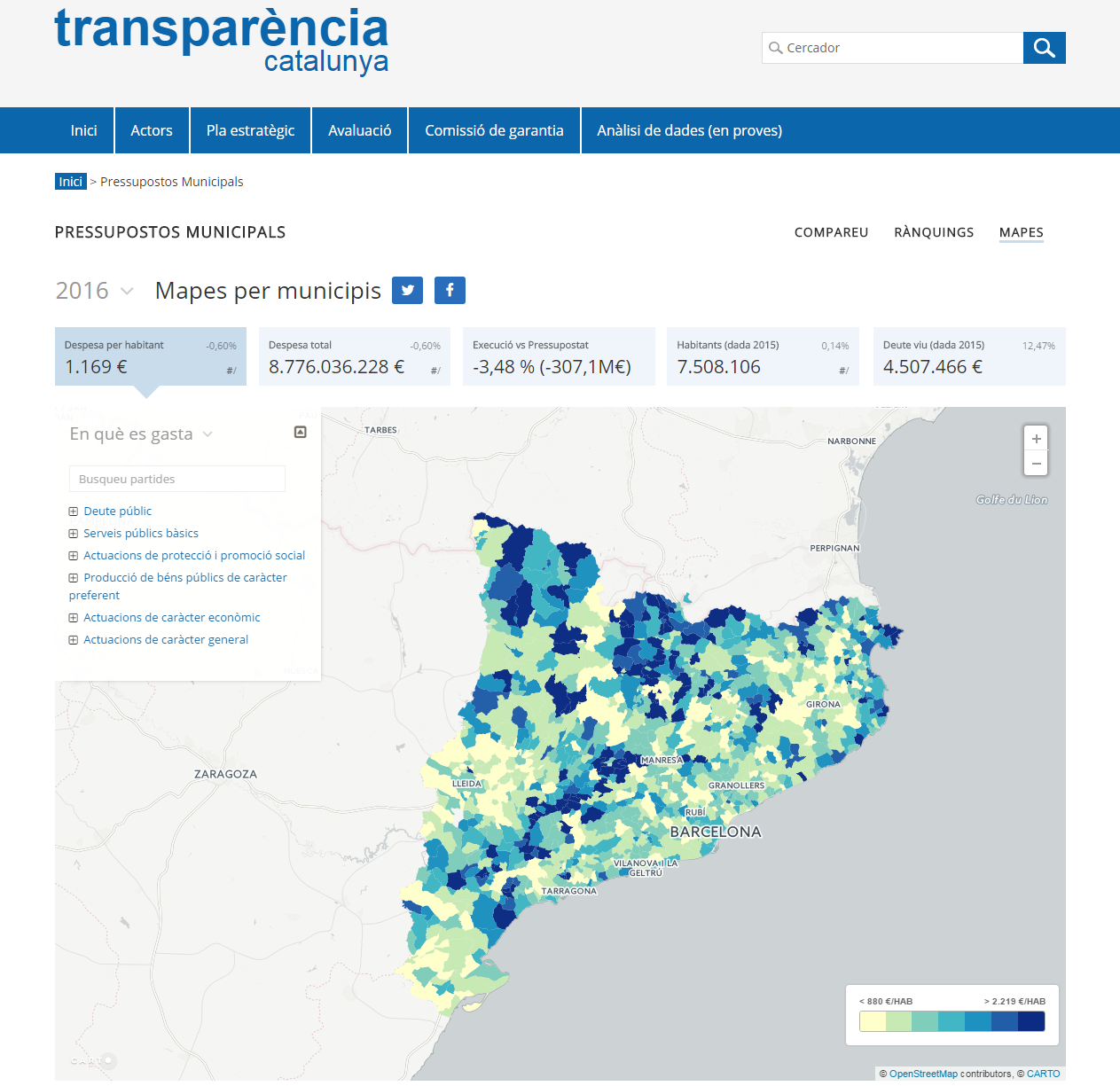 El web de visualització dels pressupostos municipals de Catalunya considerat un dels millors projectes sobre dades obertes