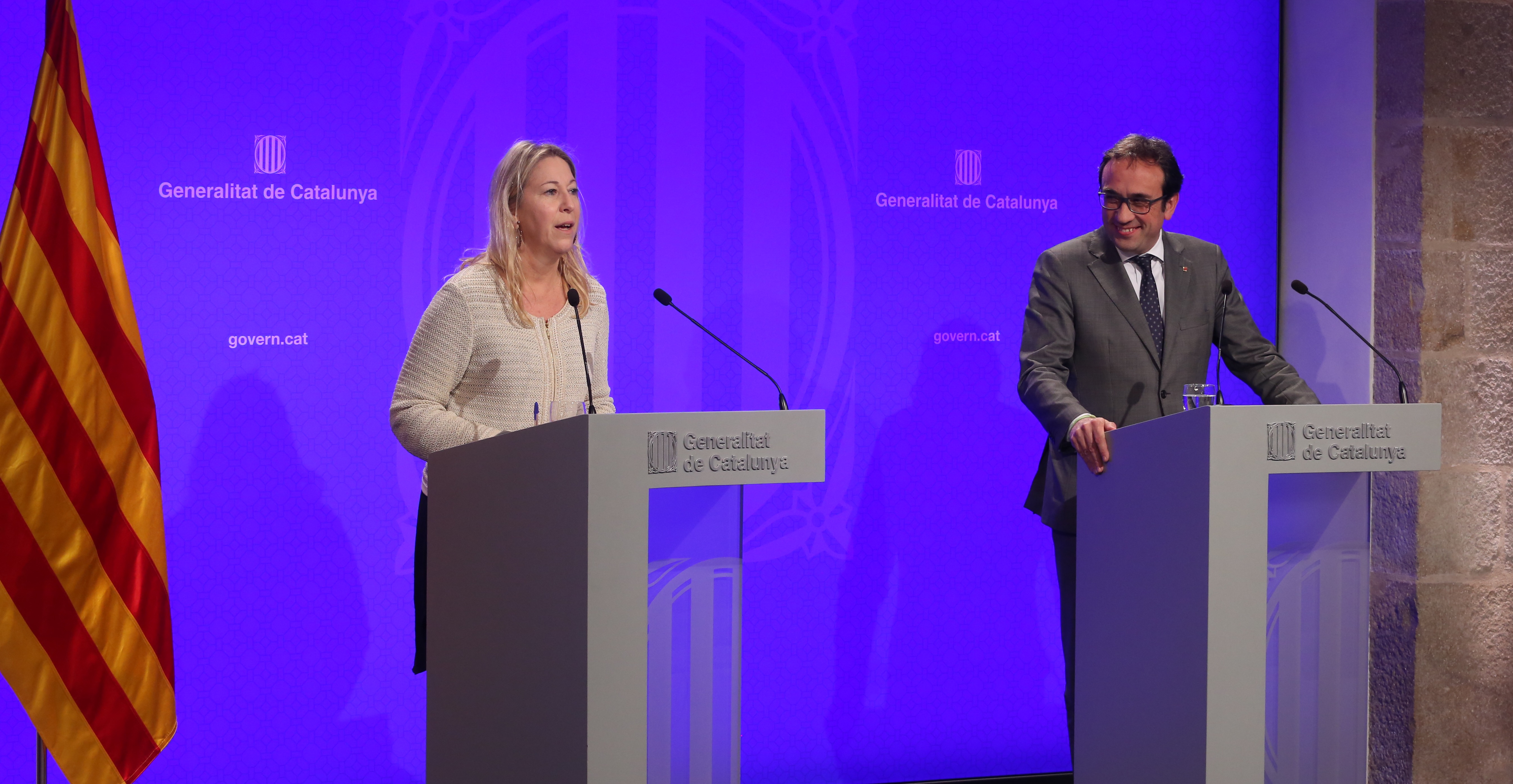 Munté i Rull durant la roda de premsa dels acords de Govern