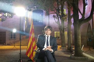 El president Puigdemont, en un moment de l'entrevista 
