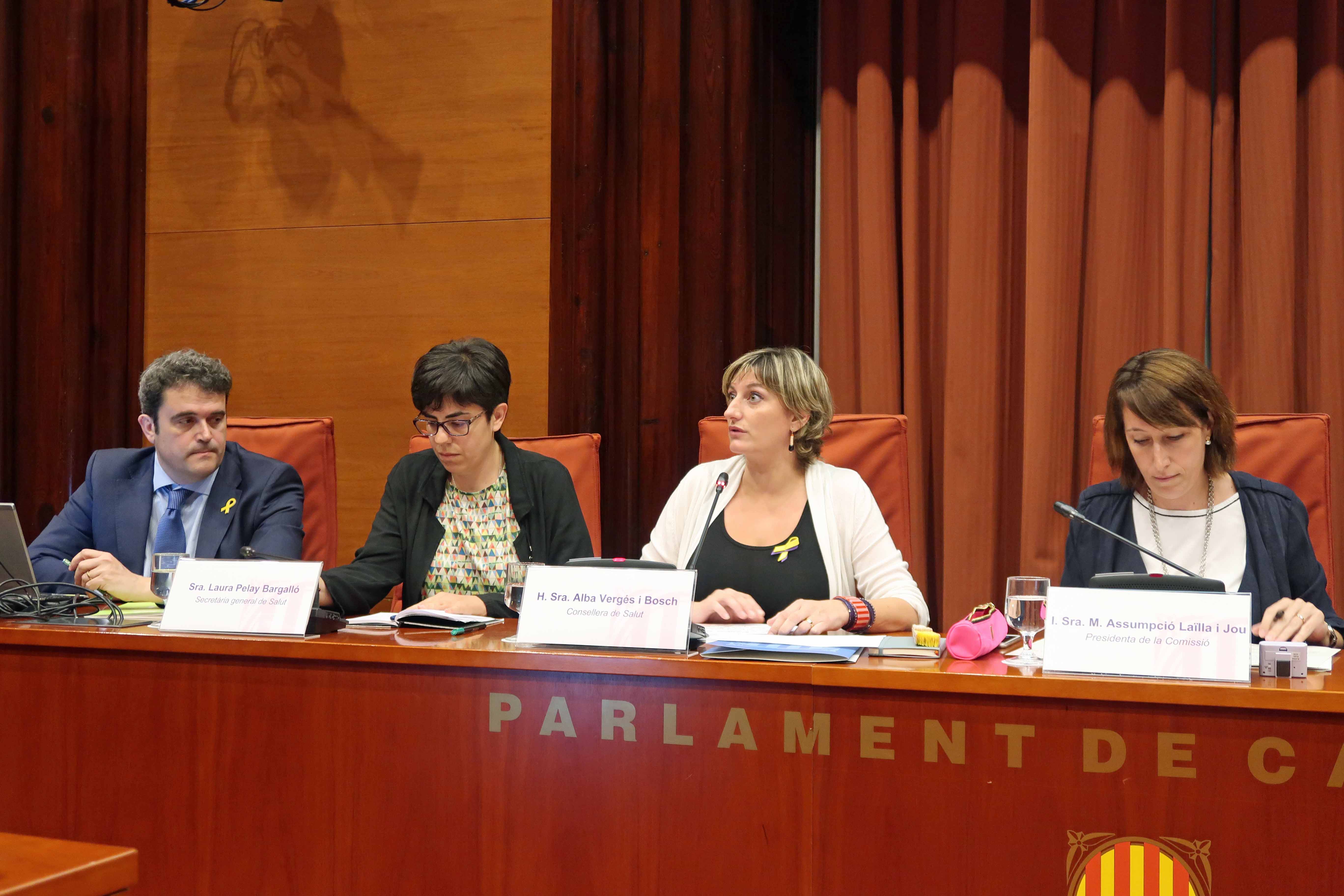 La consellera Alba Vergés durant la seva compareixença a la Comissió de Salut al Parlament.