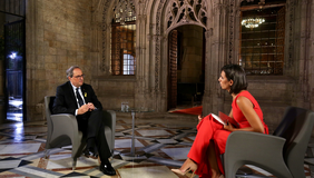 El president Torra durant l'entrevista amb Ana Pastor a El objetivo de la Sexta