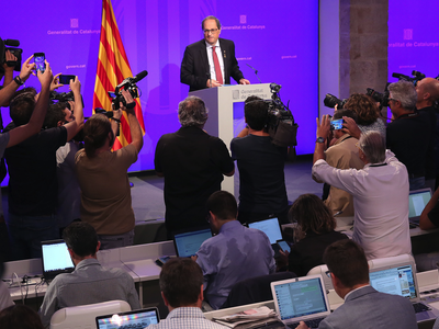 Foto de la roda de premsa del president Torra (Jordi Bedmar)