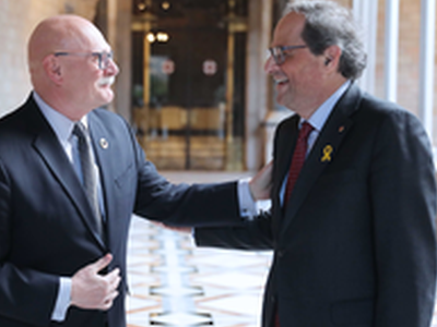 President Torra met with the top managers of GSMA, the company in charge of organising the Mobile World Congress, at the Palau de la Generalitat.