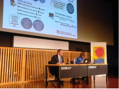 El Sec d'Empresa i Competitvitat, Joaquim Ferrer, i la dir de l'Agència Catalana del Consum, Bet Abad El Sec d'Empresa i Competitvitat, Joaquim Ferrer, i la dir de l'Agència Catalana del Consum, Bet Abad