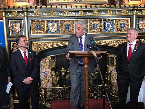 L'speaker del Parlament britànic, John Bercow, amb el conseller Alfred Bosch i el vicepresident de l'APPG on Catalonia, Andrew Rosindell.