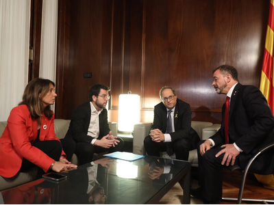 Reunió del president Torra, del vicepresident Aragonès i dels consellers Budó i Bosch
