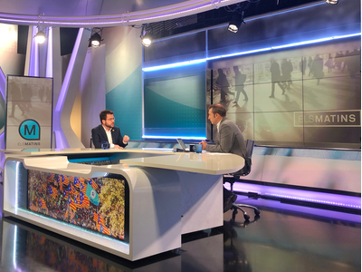 Fotografia del vicepresident Aragonès durant l'entrevista