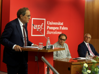 El president Torra, durant la seva intervenció. Autor: Rubén Moreno