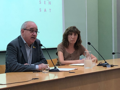 El conseller Josep Bargalló, durant la conferència