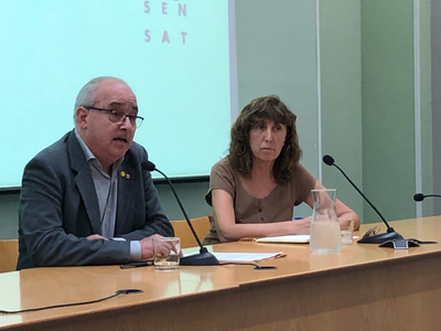 El conseller Josep Bargalló, durant la conferència