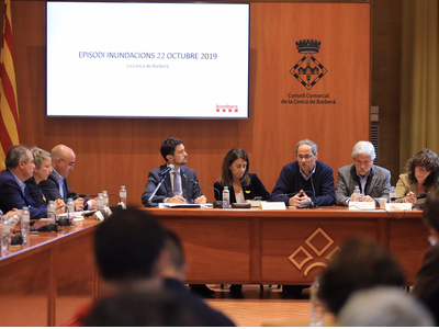 El president Torra ha encapçalat el consell d'alcaldes convocat per tractar els efectes de la llevantada (Foto: Jordi Bedmar)