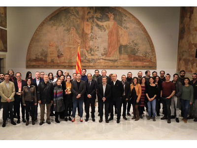El president amb els guardonats i organitzadors dels Premis ARC 2019. Autor: Jordi Bedmar
