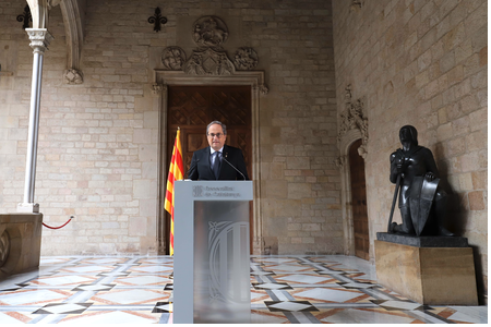 In an institutional statement today, President Torra said he will announce an election date after the Government of Catalonia's budget has been passed by Parliament.