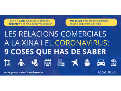 Comunicat del Departament d'Empresa i Coneixement en relació al coronavirus i les exportacions d'empreses catalanes a la Xina  