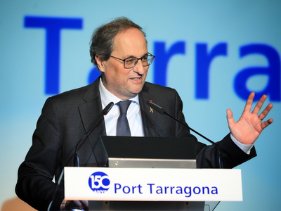 El president Torra durant la seva intervenció (foto: Jordi Bedmar)