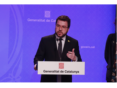 El vicepresident Aragaonès, durant la roda de premsa El vicepresident Aragaonès, durant la roda de premsa