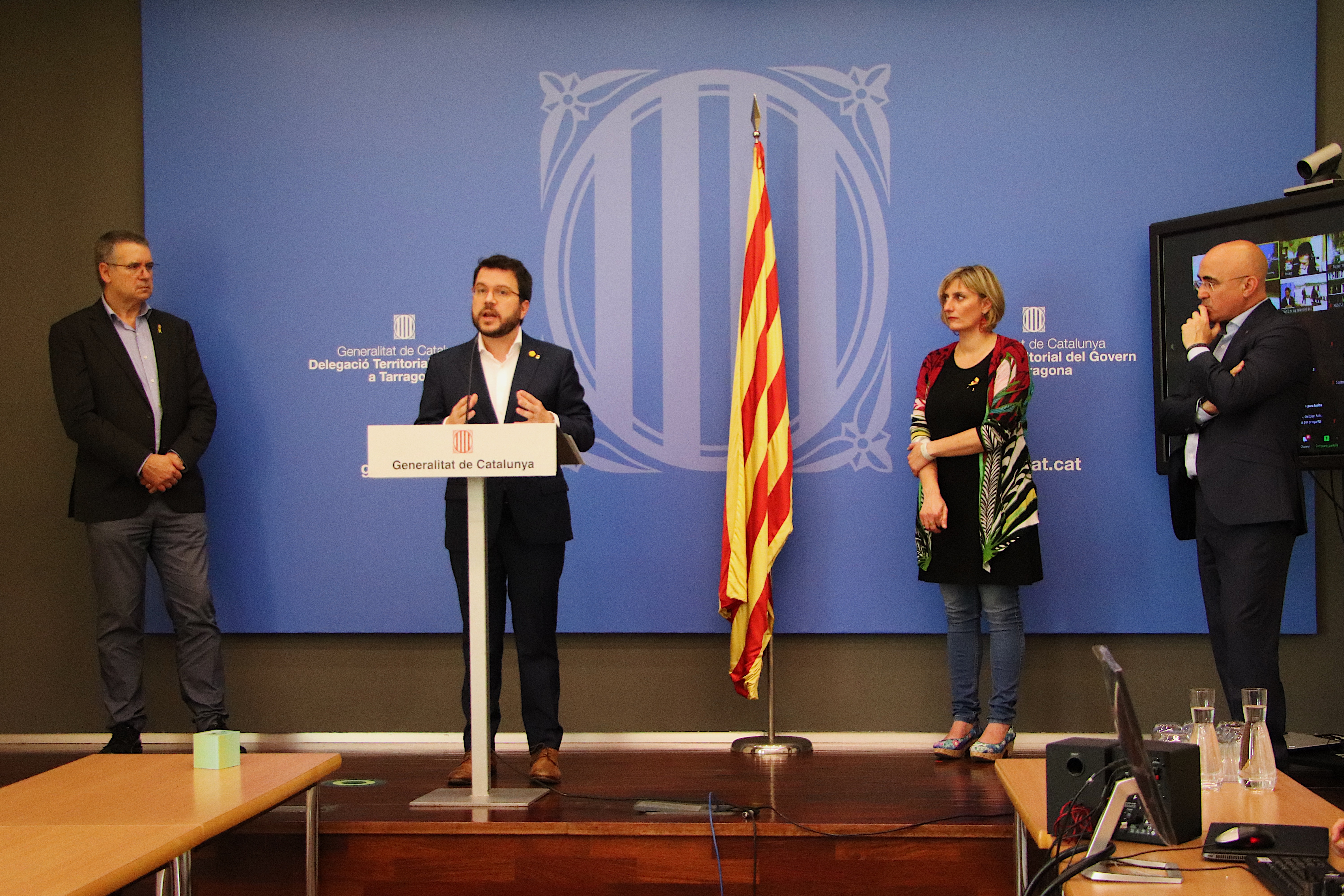 Un moment de la roda de premsa telemàtica, celebrada aquesta tarda a Tarragona.