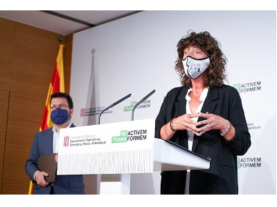 Moment de la roda de premsa del vicepresident Aragonès i la consellera Jordà