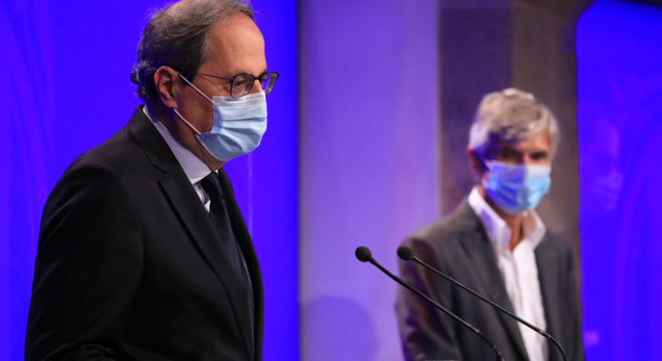 Catalan president Quim Torra appeared at a press briefing this morning to urge citizens to once again make an all-out collective effort in response to the critical situation facing Catalonia.