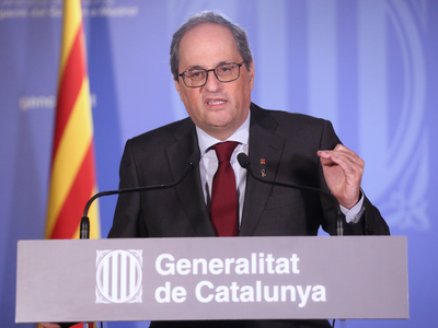 Catalan President Torra gave an official statement in Madrid after appearing at a Supreme Court hearing on his appeal against a judgement of disobedience  given by the High Court of Justice of Catalonia.