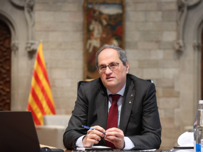 El president Torra durant la jornada virtual (foto: Jordi Bedmar)