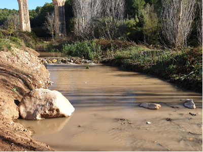 Tram del riu Gaià durant les maniobres de cabals generadors. Tram del riu Gaià durant les maniobres de cabals generadors.