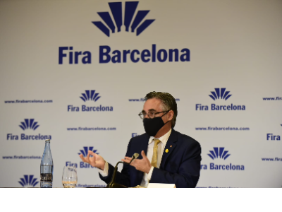 El conseller Tremosa en la presentació del balanç de Fira de Barcelona per a l'any 2021