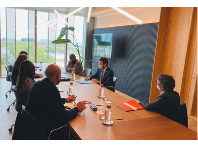 Fotografia de la reunió del vicepresident, Pere Aragonès, amb els representants de les entitats educatives