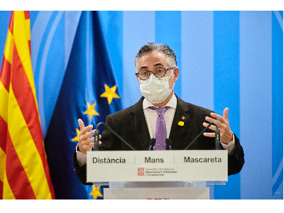 The conseller d'Empresa i Coneixement, Ramon Tremosa, during the press conference.