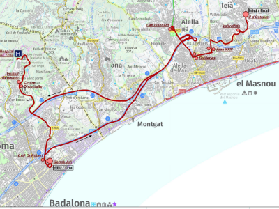 Plànol del recorregut del nou bus sanitari Maresme-Badalona