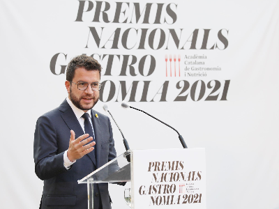 El president Aragonès a l'acte de lliurament dels Premis Nacionals de Gastronomia 2021 (foto: Jordi Bedmar)