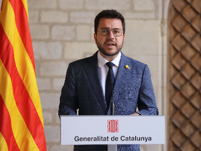 El president Aragonès ha comparegut al Palau de la Generalitat (foto: Rubén Moreno)