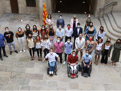 El president Aragonès ha rebut avui els esportistes catalans olímpics i paralímpics (foto: Ruben Moreno)