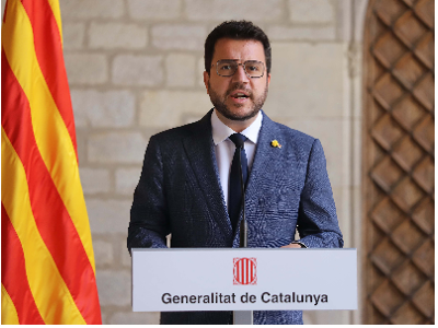 President Aragonès appeared at the Catalan Government House. Photo: Rubén Moreno