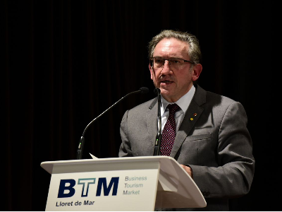 El conseller Jaume Giró, durant la cloenda de la jornada del BTM a Lloret