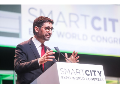 El vicepresident Puigneró durant l'acte inaugural de l'Smart City Expo World Congress
