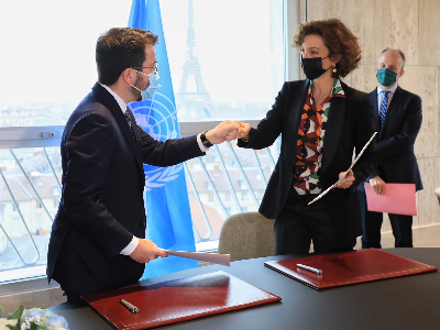El president, amb la directora general de la UNESCO. Autor: Jordi Bedmar