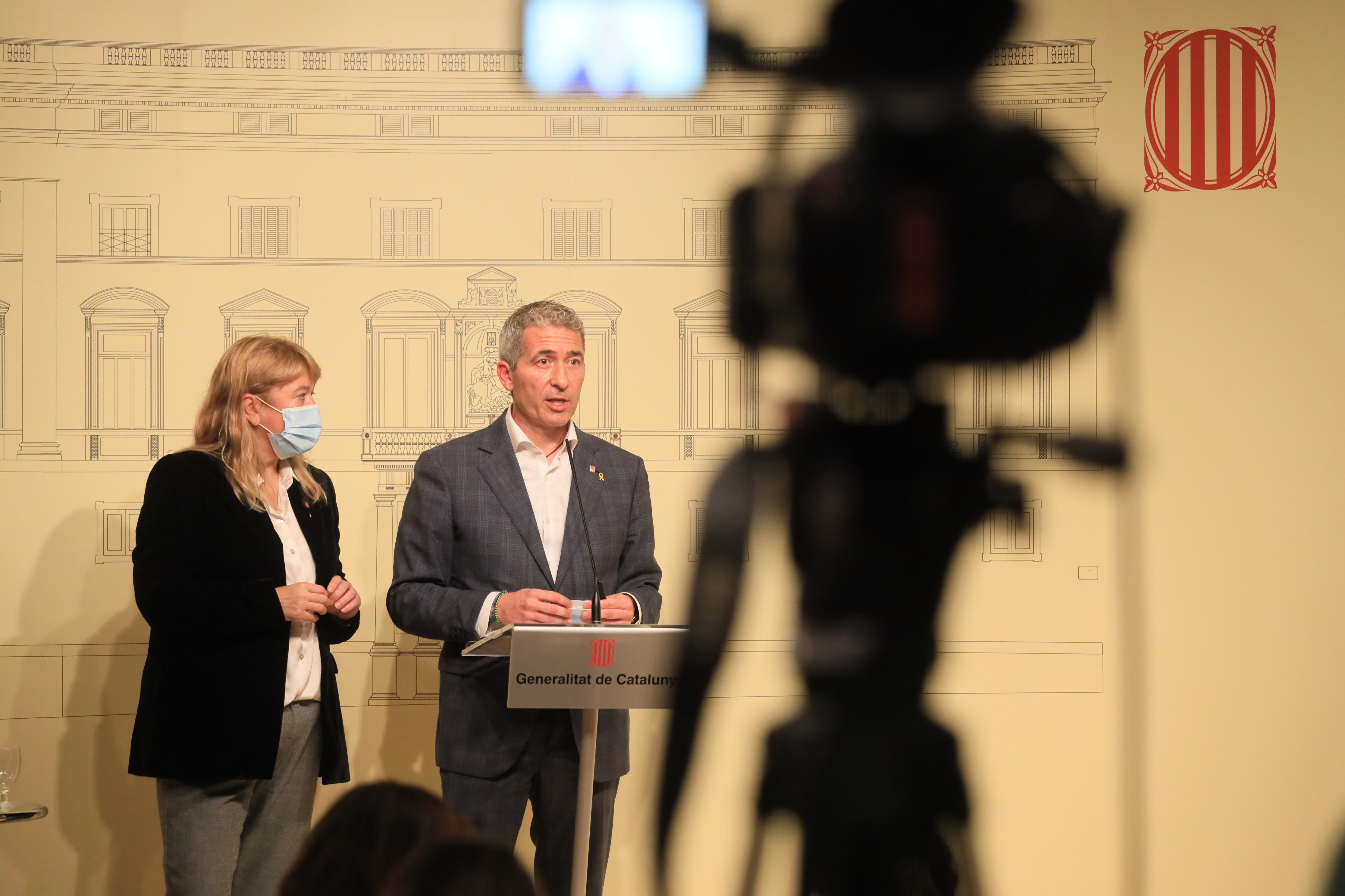 Moment de la roda de premsa dels consellers Gonzàlez- Cambray i Garriga