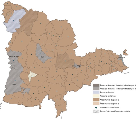 Mapa del Pirineu amb les diferents àrees.