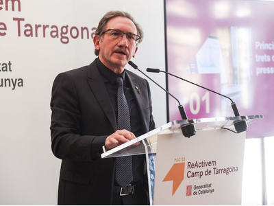 El conseller Giró durant la presentació del Projecte de pressupostos de la Generalitat davant els agents econòmics i socials de Tarragona