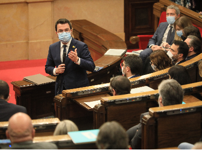 El president responent les preguntes de la sessió control. Autor: Jordi Bedmar