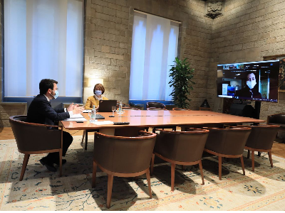 El president de la Generalitat ha participat a la reunió per via telemàtica. (Fotografia: Jordi Bedmar)