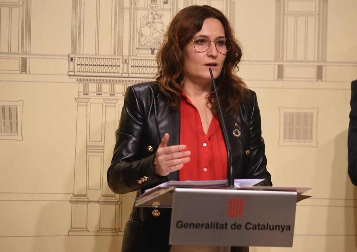 La consellera de la Presidència, Laura Vilagrà, durant la roda de premsa (Autor: Jordi Estruch)