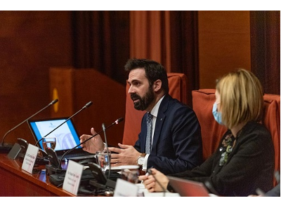 El secretari general del Departament d'Economia i Hisenda, Jordi Cabrafiga, durant la compareixença
