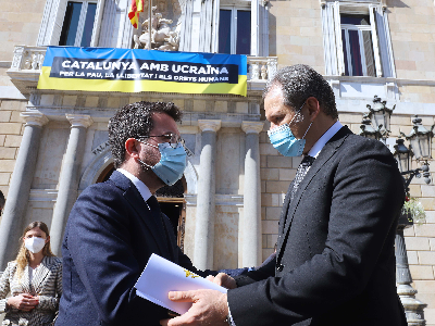 El president Aragonès amb el cònsol d'Ucarïna. Autor: Rubén Moreno